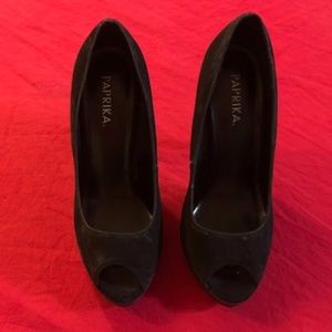 Paprika Black Suede Stiletto Heels Size 8